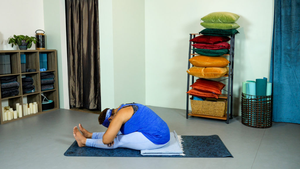 Relaxing in a forward fold can calm your nervous system and aid digestion.